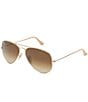 Color:Brown Gradient - Image 1 - Large Metal Double Bridge Aviator Sunglasses