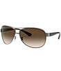 Color:Gunmetal/Brown - Image 1 - Men's 0RB3386 63mm Aviator Sunglasses