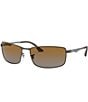 Ray-Ban Men's 0RB3498 61mm Rectangle Gradient Polarized Sunglasses, Color:Brown/Gunmetal - Image 1