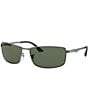 Color:Gunmetal - Image 1 - Men's 0RB3498 61mm Rectangle Sunglasses