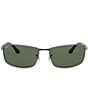 Color:Gunmetal - Image 2 - Men's 0RB3498 61mm Rectangle Sunglasses