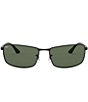 Color:Black - Image 2 - Men's 0RB3498 61mm Rectangle Sunglasses