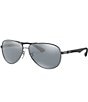 Color:Shiny Gunmetal - Image 1 - Men's 0RB8313 61mm Aviator Mirrored Polarized Sunglasses