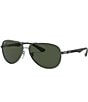 Color:Gunmetal - Image 1 - Men's 0RB8313 61mm Aviator Polarized Rimless Sunglasses