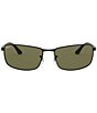 Ray-Ban Men's Polarized Metal Rectangle Sunglasses, Color:Green - Image 2