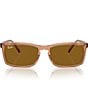Color:Transparent Brown/Brown - Image 2 - Men's RB4435 56mm Transparent Rectangle Sunglasses