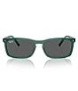 Ray-Ban Men's RB4435 56mm Transparent Rectangle Sunglasses, Color:Transparent Green/Dark Grey - Image 2
