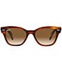 Color:Havana - Image 2 - Men's Uni 52mm Striped Havana Square Sunglasses