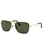 Ray-Ban Unisex 0RB3136 Caravan X 58mm Rectangle Sunglasses, Color:Gold Dark Green - Image 1
