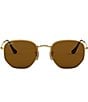 Ray-Ban Unisex 0RB3548N 54mm Polarized Round Sunglasses, Color:Gold Brown - Image 2