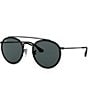 Ray-Ban Unisex 0RB3647N 51mm Round Sunglasses, Color:Black - Image 1