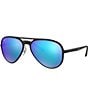 Color:Matte Black - Image 1 - Unisex 0RB4320CH 58mm Aviator Mirrored Polarized Sunglasses