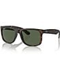 Color:Rubber Havana/Dark Green - Image 1 - Unisex Justin RB4165 55mm Havana Polarized Rectangle Sunglasses
