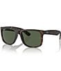 Ray-Ban Unisex Justin RB4165 55mm Havana Polarized Rectangle Sunglasses, Color:Rubber Havana/Dark Green - Image 1