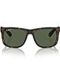 Color:Rubber Havana/Dark Green - Image 2 - Unisex Justin RB4165 55mm Havana Polarized Rectangle Sunglasses
