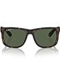 Ray-Ban Unisex Justin RB4165 55mm Havana Polarized Rectangle Sunglasses, Color:Rubber Havana/Dark Green - Image 2