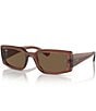 Color:Transparent Brown - Image 1 - Unisex Kiliane RB4395 54mm Transparent Rectangle Sunglasses