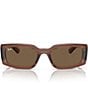 Color:Transparent Brown - Image 2 - Unisex Kiliane RB4395 54mm Transparent Rectangle Sunglasses
