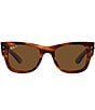 Ray-Ban Unisex Mega Wayfarer 52mm Polarized Square Sunglasses, Color:Striped Havana - Image 2