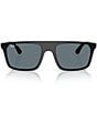 Ray-Ban Unisex RB2222 57mm Square Sunglasses, Color:Black/Blue - Image 2