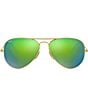 Color:Green - Image 2 - Unisex RB3025 58mm Mirrored Aviator Sunglasses