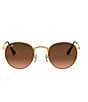 Ray-Ban Unisex RB3447 50mm Gold Frame Round Sunglasses, Color:Gold Pink Brown - Image 2