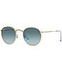 Color:Gold - Image 1 - Unisex Rb3447 53mm Round Sunglasses