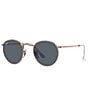 Ray-Ban Unisex RB3447 53mm Rose Gold Frame Round Sunglasses, Color:Rose Gold Blue - Image 1