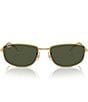 Ray-Ban Unisex RB3732 59mm Irregular Rectangle Sunglasses, Color:Arista/Green - Image 2