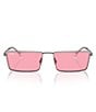 Color:Gunmetal/Pink - Image 2 - Unisex RB3741 Emy 59mm Rectangular Sunglasses