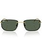 Ray-Ban Unisex RB3768 56mm Rectangle Sunglasses, Color:Arista/Dark Green - Image 2