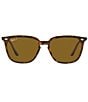 Color:Havana - Image 2 - Unisex Rb4362 55mm Polarized Square Sunglasses
