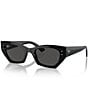 Color:Black/Dark Grey - Image 1 - Unisex RB4430 Zena 52mm Irregular Cat Eye Sunglasses