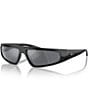 Ray-Ban Unisex RB4432 59mm Mirrored Wrap Sunglasses, Color:Black/Dark Grey - Image 1