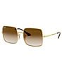 Color:Gold - Image 1 - Unisex Oversized Rectangle Gradient Lens Sunglasses