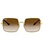 Color:Gold - Image 2 - Unisex Oversized Rectangle Gradient Lens Sunglasses