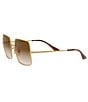 Color:Gold - Image 3 - Unisex Oversized Rectangle Gradient Lens Sunglasses