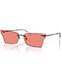 Color:Gunmetal/Pink - Image 1 - Unisex Xime RB3730 64mm Irregular Sunglasses
