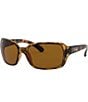 Color:Tortoise - Image 1 - Women's 0RB4068 60mm Havana Square Wrap Polarized Sunglasses