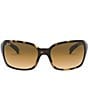 Color:Light Havana - Image 2 - Women's 0RB4068 60mm Havana Square Wrap Sunglasses
