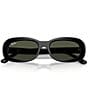 Ray-Ban Women's RB2221 56mm Rectangle Sunglasses, Color:Black/Green - Image 5