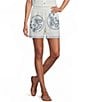 Reba Amber Woven Paisley Embroidered Drawstring Coordinating Shorts - Image 1