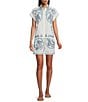 Reba Amber Woven Paisley Embroidered Drawstring Coordinating Shorts - Image 3