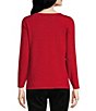 Color:Red - Image 2 - Asymmetrical Keyhole Neck Long Sleeve Embellished Metallic Sweater