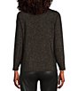 Color:Black - Image 2 - Asymmetrical Keyhole Neck Long Sleeve Embellished Metallic Sweater