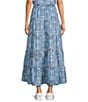 Reba Austin Bandana Print Coordinating A-Line Tiered Skirt, Color:Lake Bandana - Image 2