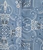 Reba Austin Bandana Print Coordinating Point Collar Short Sleeve Button Front Top, Color:Lake Bandana - Image 5