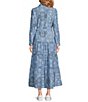 Reba Austin Point Collar Long Sleeve Tiered Belted Button Front Maxi Dress, Color:Lake Bandana - Image 2