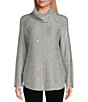 Color:Silver - Image 1 - Catalina Draped Mock Neck Raglan Sleeve Sequin Sweater