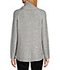 Color:Silver - Image 2 - Catalina Draped Mock Neck Raglan Sleeve Sequin Sweater